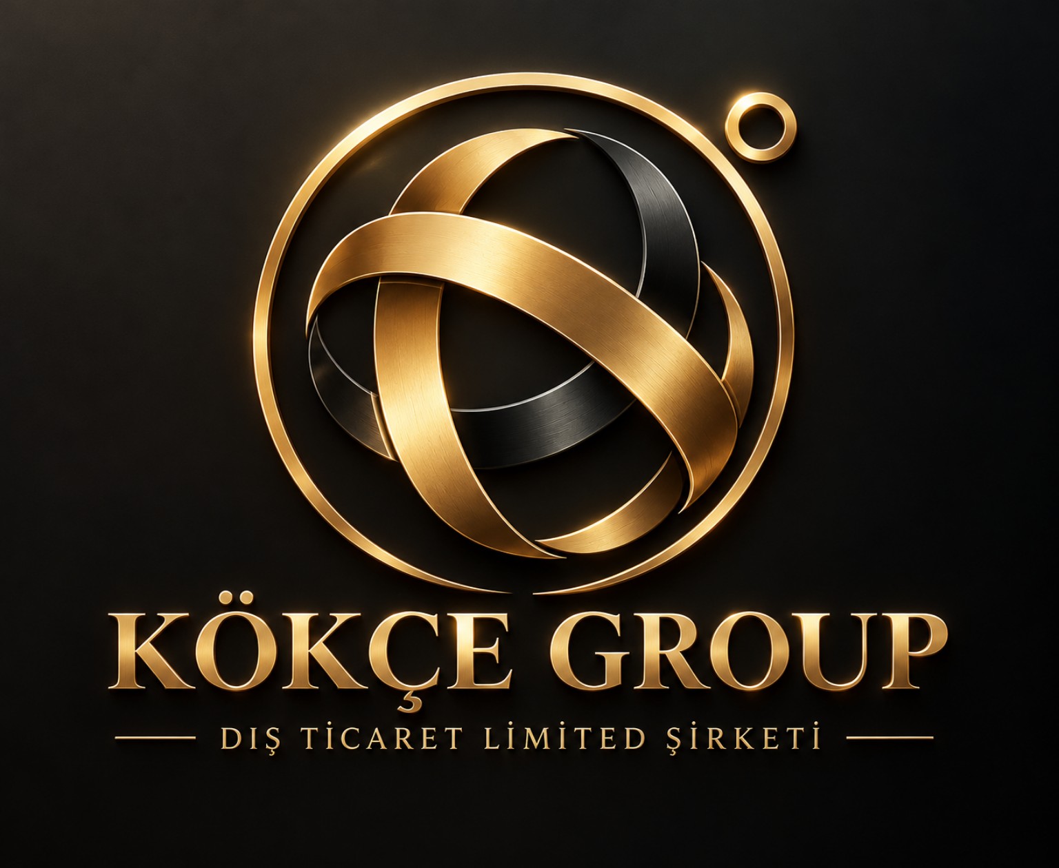 Kökçe Group: iç içe geçen altın ve siyah halkalar, dış çember ve derece işareti